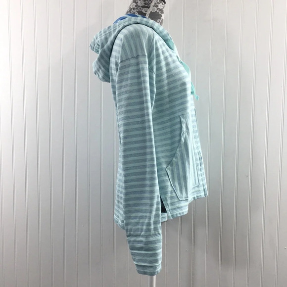 3/$20 Columbia Blue White Striped Melody Spring Hoodie Jacket Womens Medium Zip - Picture 2 of 12
